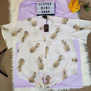 Women's Fenomenon Flowy Pineapple Print Blouse 1X